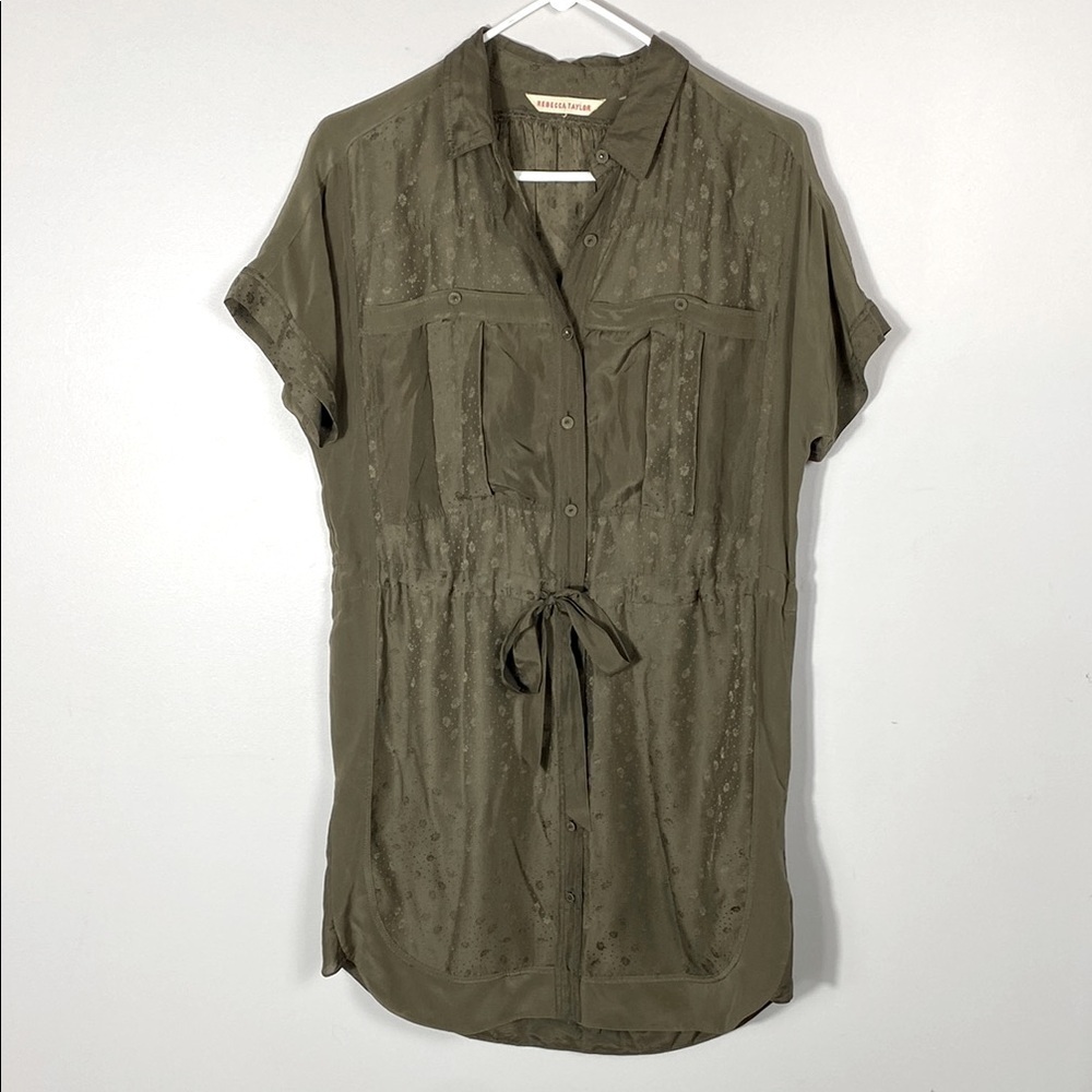 Rebecca Taylor Silk Shirt Dress Army Green